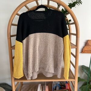 SHEIN Colorblock Sweater - Black, Beige, Yellow